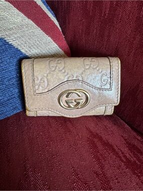 Gucci Pale Pink GG Guccisima Embossed Leather Keyholder with Gold Hardware